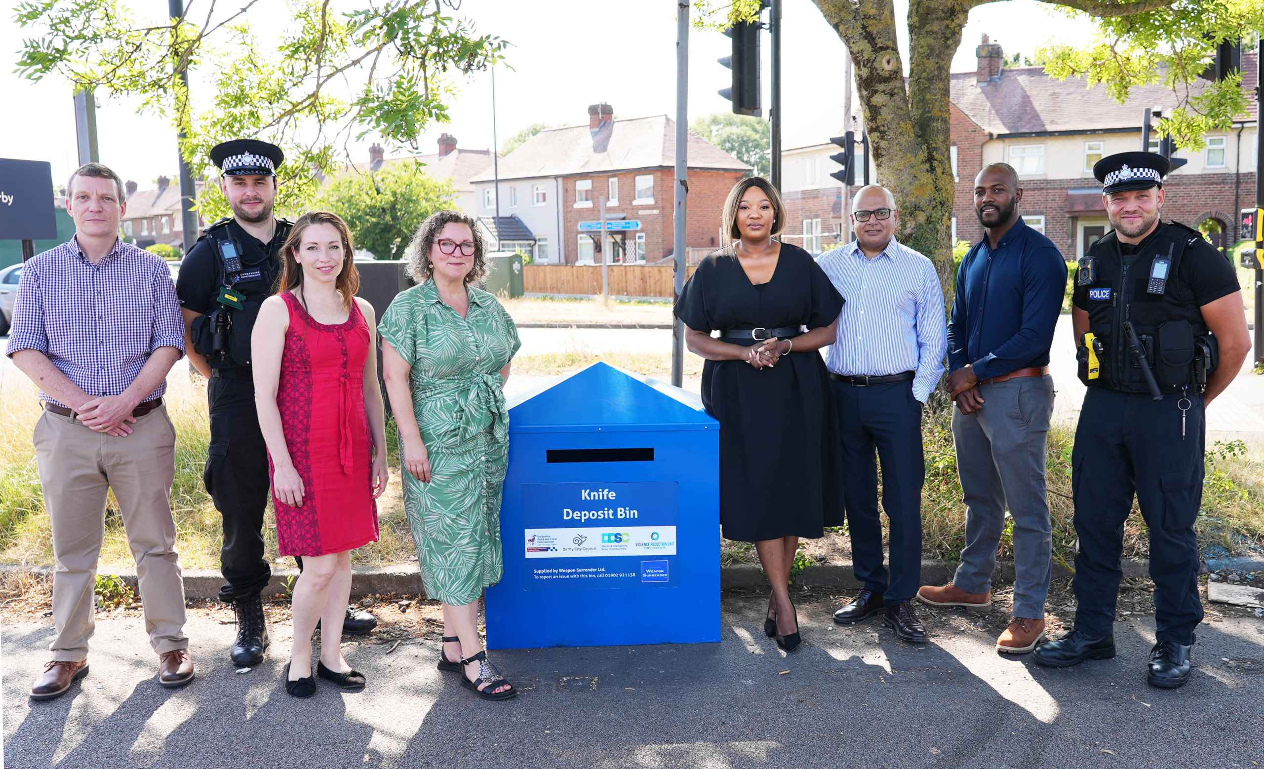 DSC09144 a PCC with local Councillors and officers next to knife bin