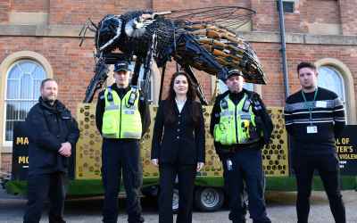Police and Crime Commissioner is joined by Community Safety lead to welcome anti-violence bee to Derby